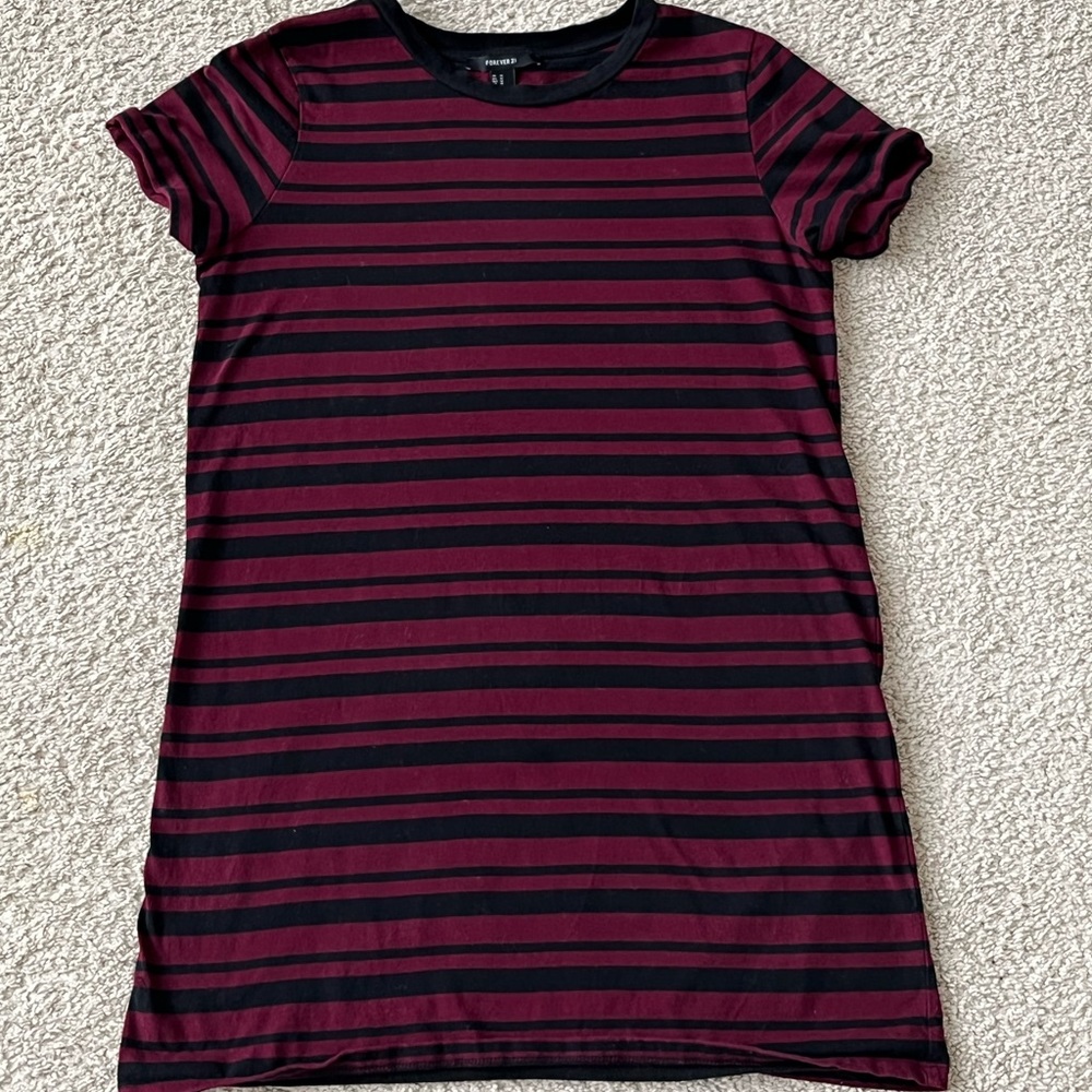 Black and maroon striped dress; Forever 21 (size Medium)